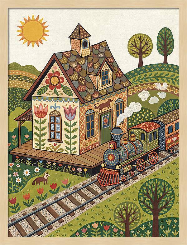 Folk Train Station Scene