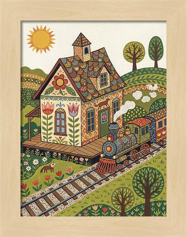Folk Train Station Scene