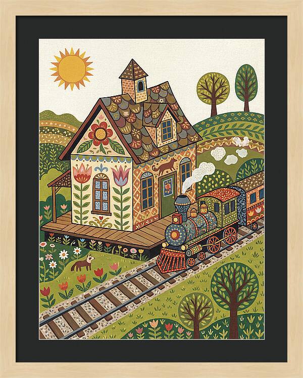 Folk Train Station Scene