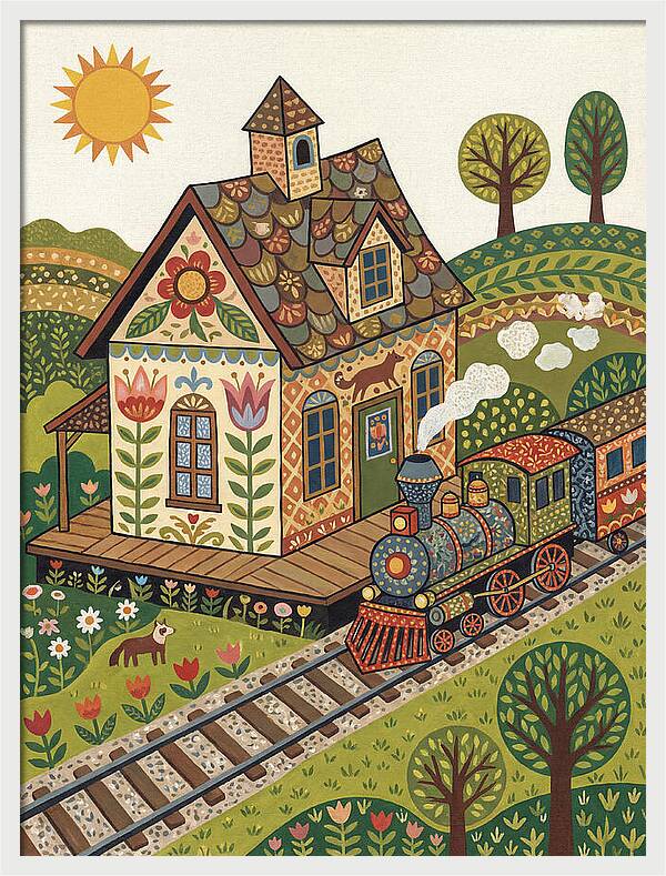 Folk Train Station Scene