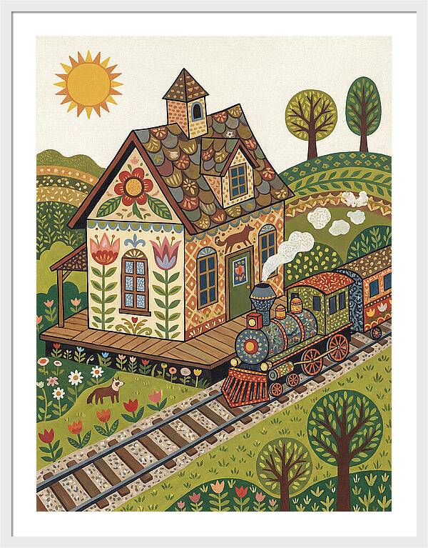 Folk Train Station Scene