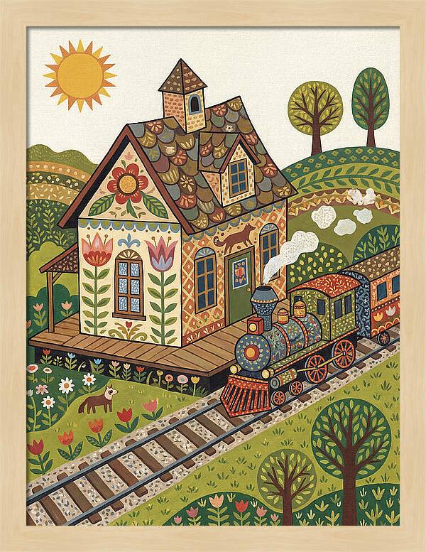 Folk Train Station Scene