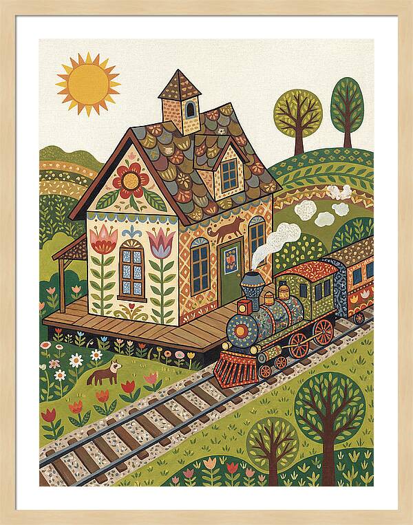 Folk Train Station Scene