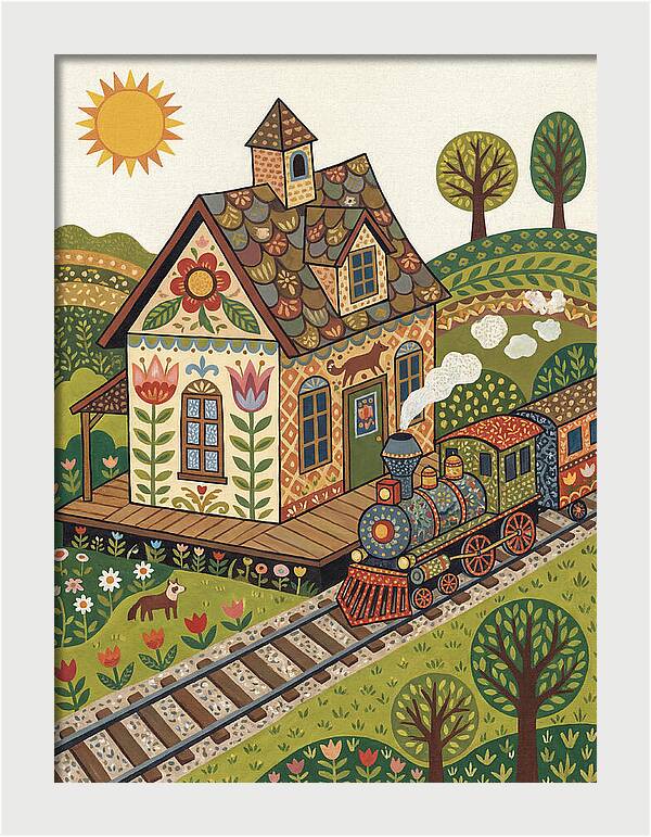 Folk Train Station Scene