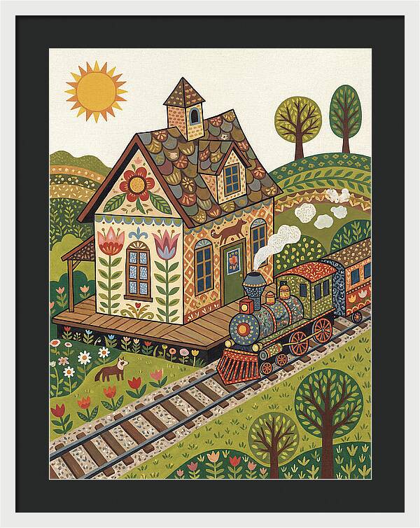 Folk Train Station Scene