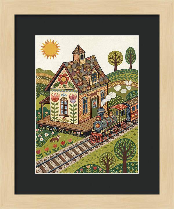 Folk Train Station Scene