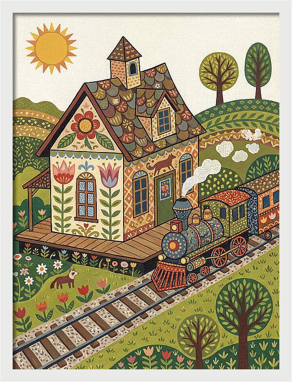 Folk Train Station Scene