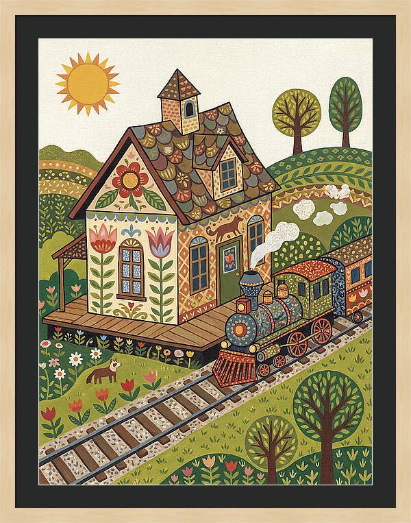Folk Train Station Scene