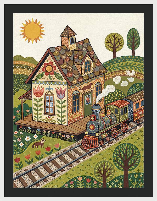 Folk Train Station Scene