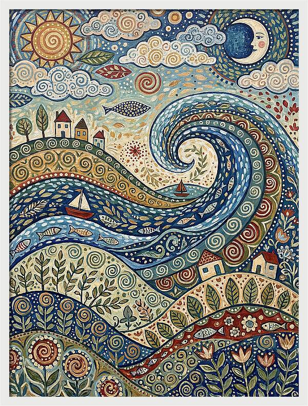 Folk Wave Landscape