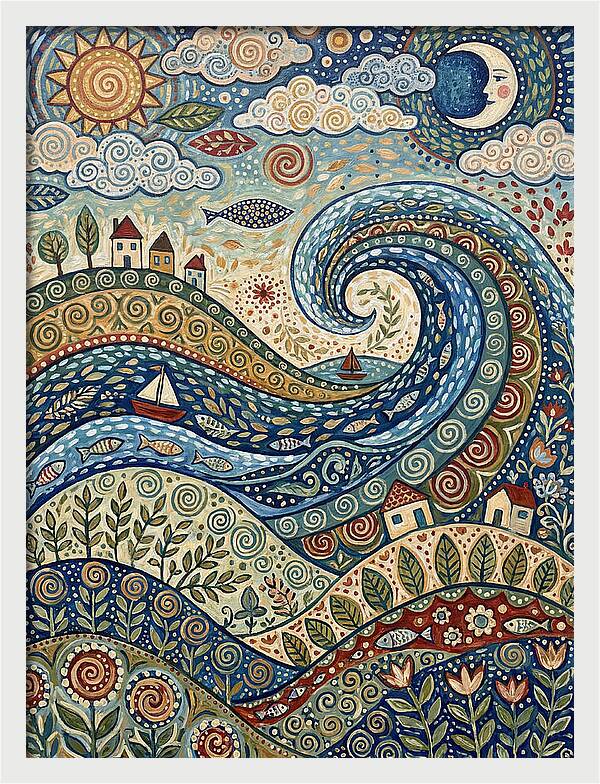 Folk Wave Landscape