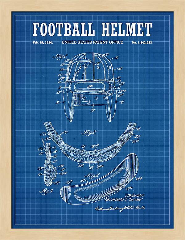 Football Helmet Blueprint Patent Us1842953a