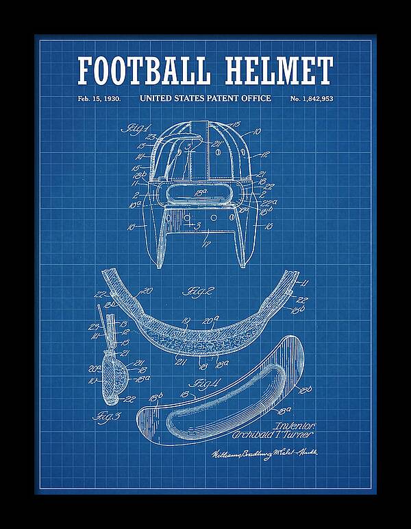 Football Helmet Blueprint Patent Us1842953a