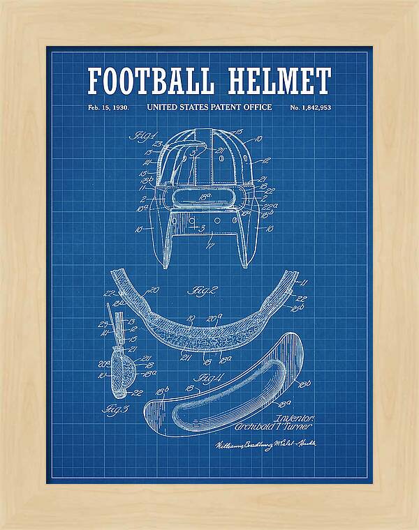 Football Helmet Blueprint Patent Us1842953a