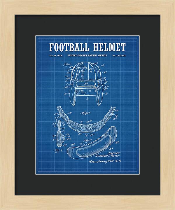 Football Helmet Blueprint Patent Us1842953a