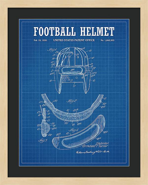 Football Helmet Blueprint Patent Us1842953a