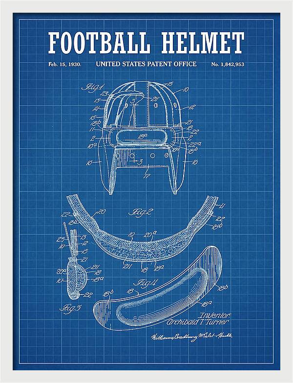 Football Helmet Blueprint Patent Us1842953a