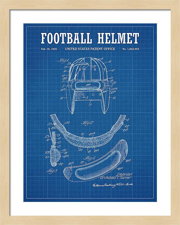 Football Helmet Blueprint Patent Us1842953a