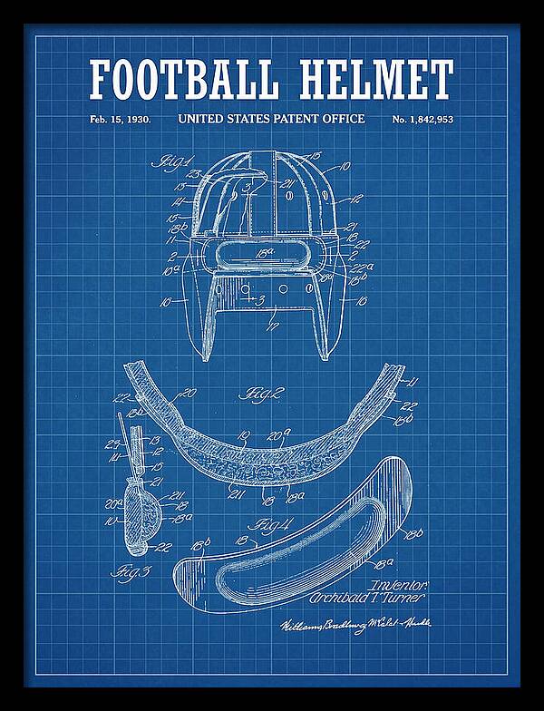 Football Helmet Blueprint Patent Us1842953a