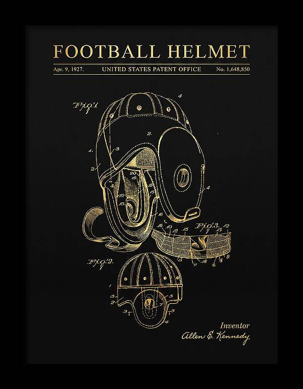 Football Helmet Gold Patent Us1648850a