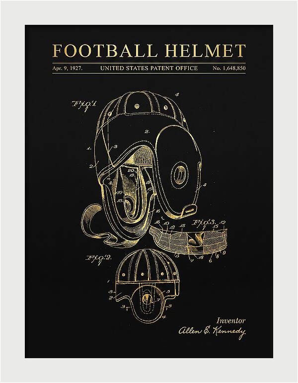 Football Helmet Gold Patent Us1648850a