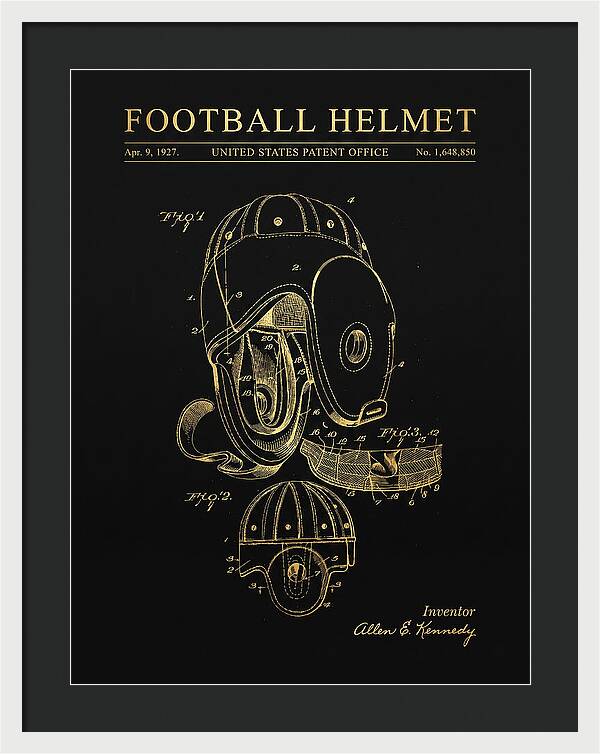 Football Helmet Gold Patent Us1648850a