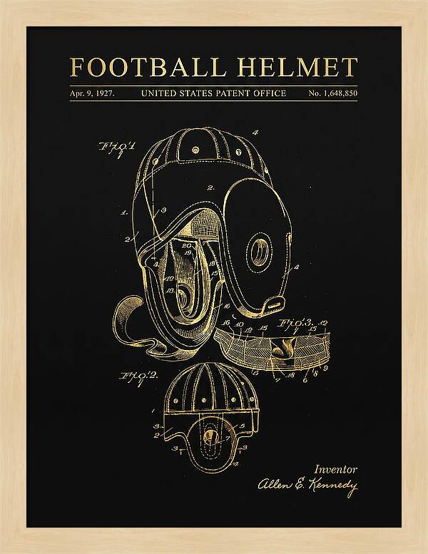 Football Helmet Gold Patent Us1648850a