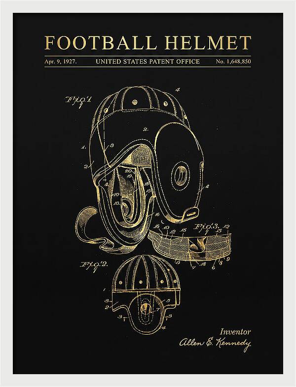 Football Helmet Gold Patent Us1648850a