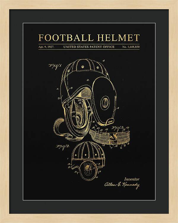 Football Helmet Gold Patent Us1648850a