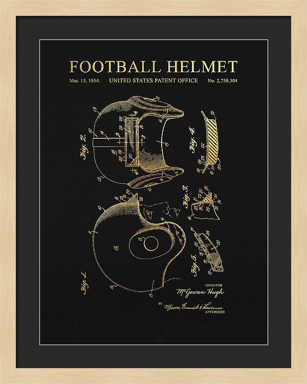 Football Helmet Gold Patent Us2758304a