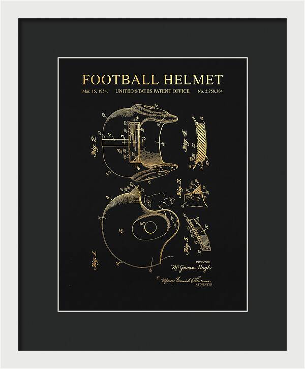 Football Helmet Gold Patent Us2758304a