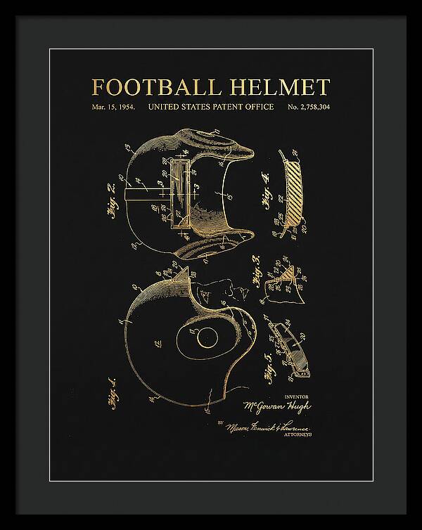 Football Helmet Gold Patent Us2758304a