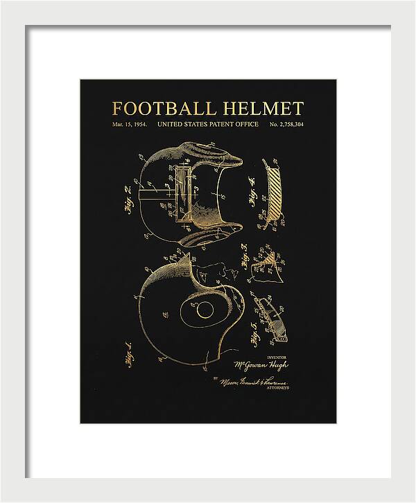 Football Helmet Gold Patent Us2758304a