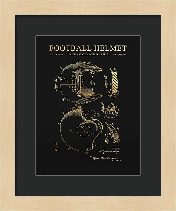 Football Helmet Gold Patent Us2758304a