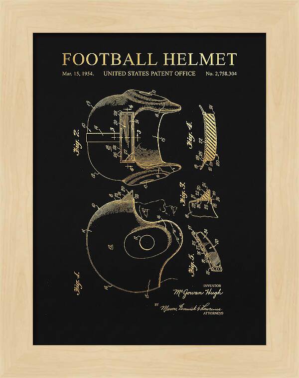 Football Helmet Gold Patent Us2758304a