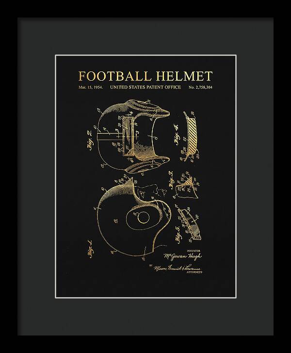 Football Helmet Gold Patent Us2758304a