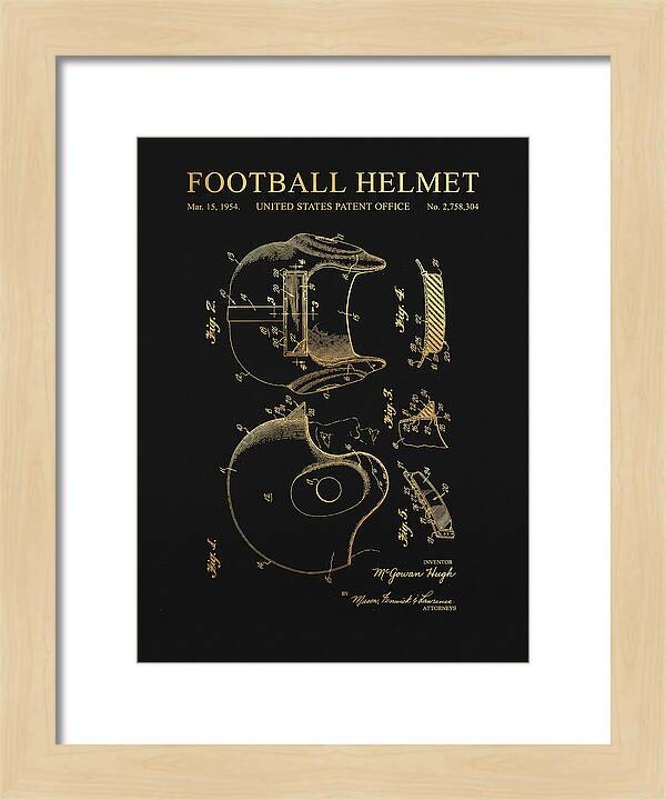 Football Helmet Gold Patent Us2758304a