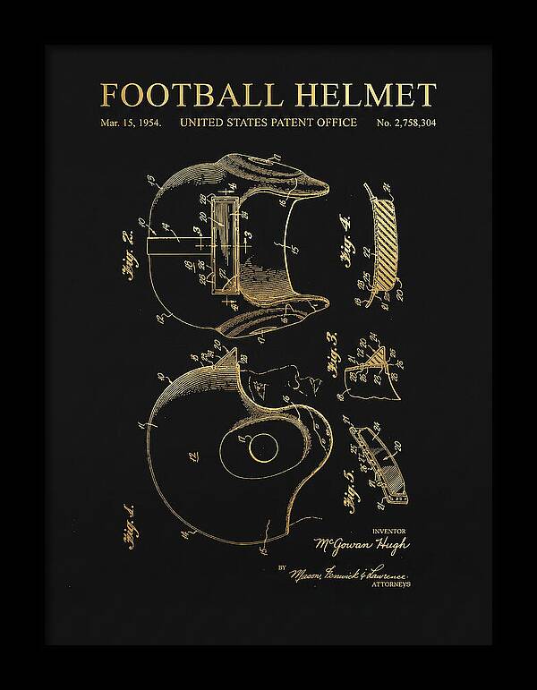 Football Helmet Gold Patent Us2758304a