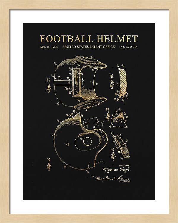 Football Helmet Gold Patent Us2758304a