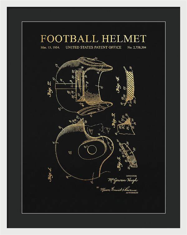 Football Helmet Gold Patent Us2758304a