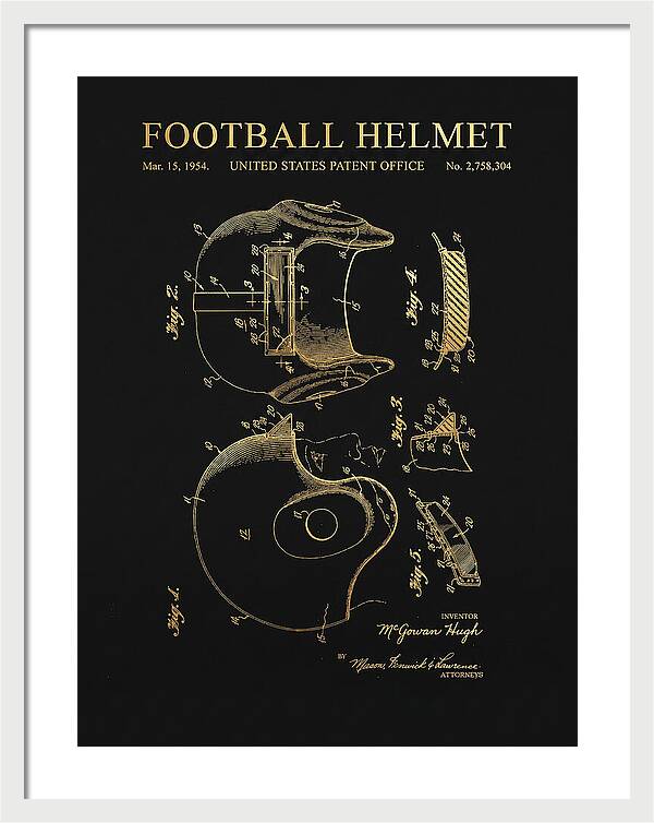 Football Helmet Gold Patent Us2758304a