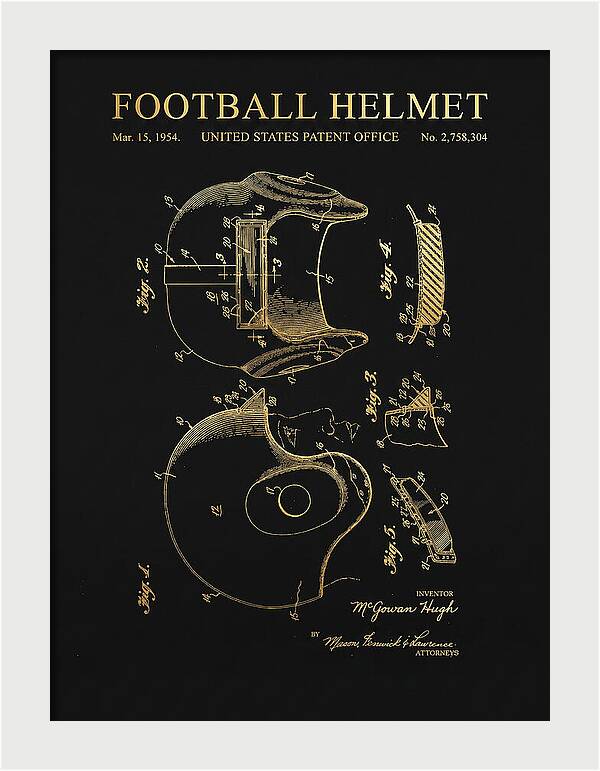 Football Helmet Gold Patent Us2758304a