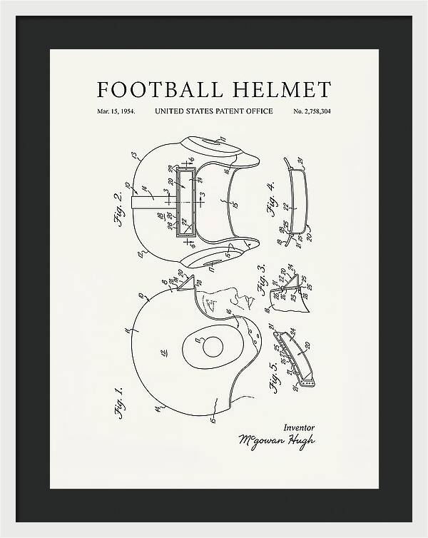 Football Helmet Minimalist Patent Us2758304a