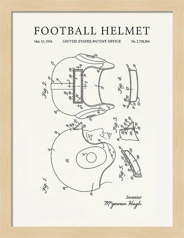 Football Helmet Minimalist Patent Us2758304a