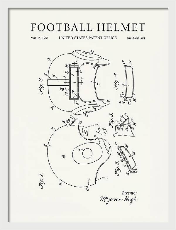 Football Helmet Minimalist Patent Us2758304a