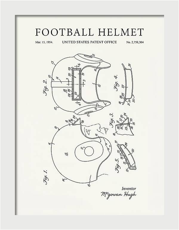 Football Helmet Minimalist Patent Us2758304a