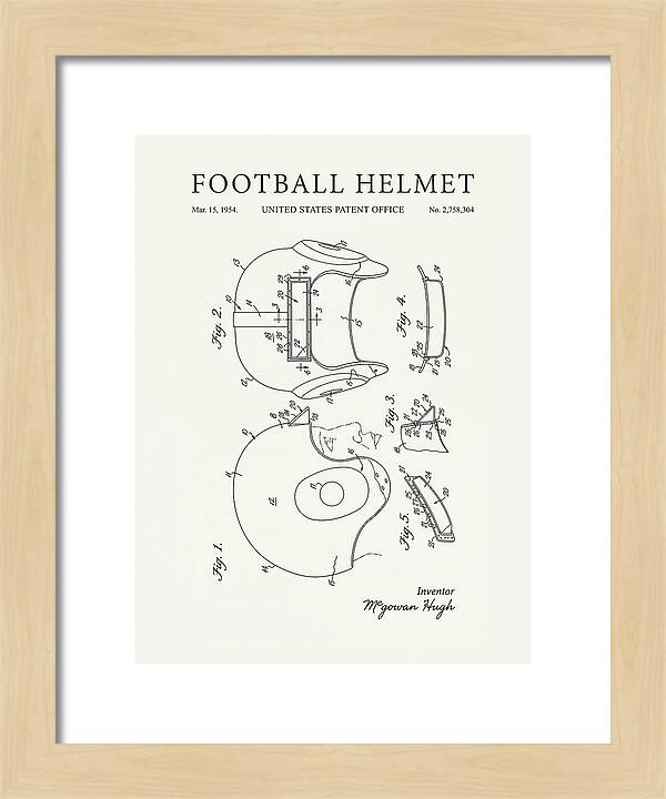 Football Helmet Minimalist Patent Us2758304a