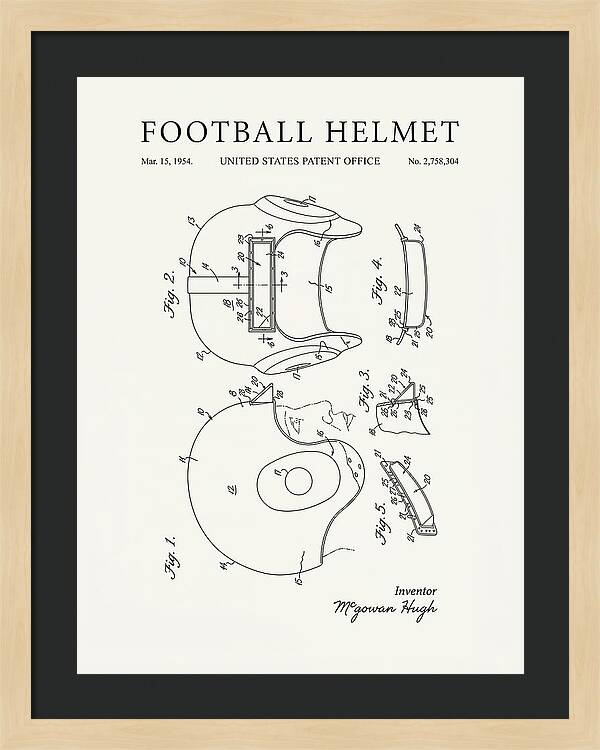 Football Helmet Minimalist Patent Us2758304a