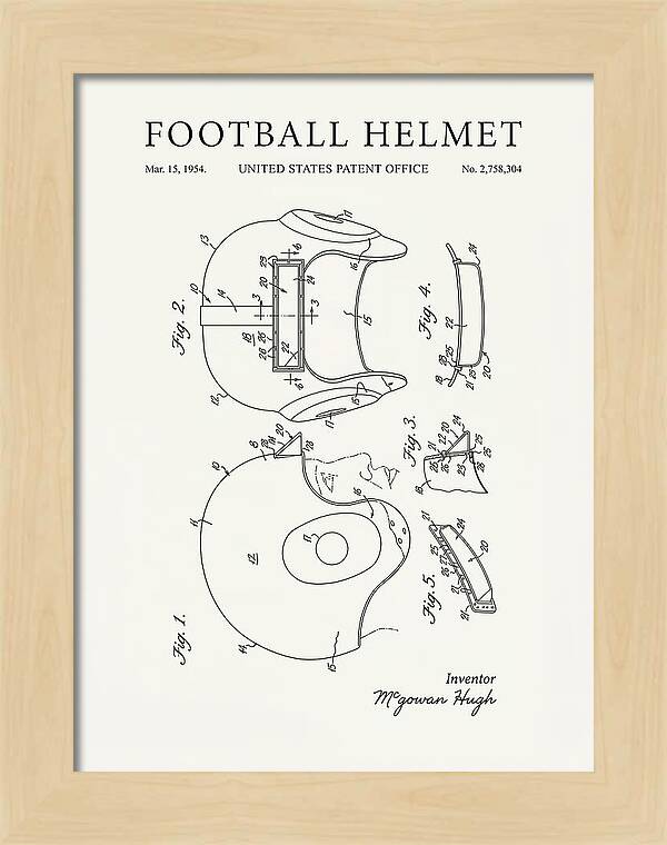 Football Helmet Minimalist Patent Us2758304a