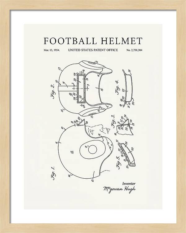 Football Helmet Minimalist Patent Us2758304a